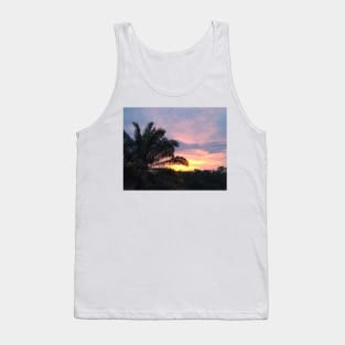 Tropical Sunset With Palm Tree Tank Top